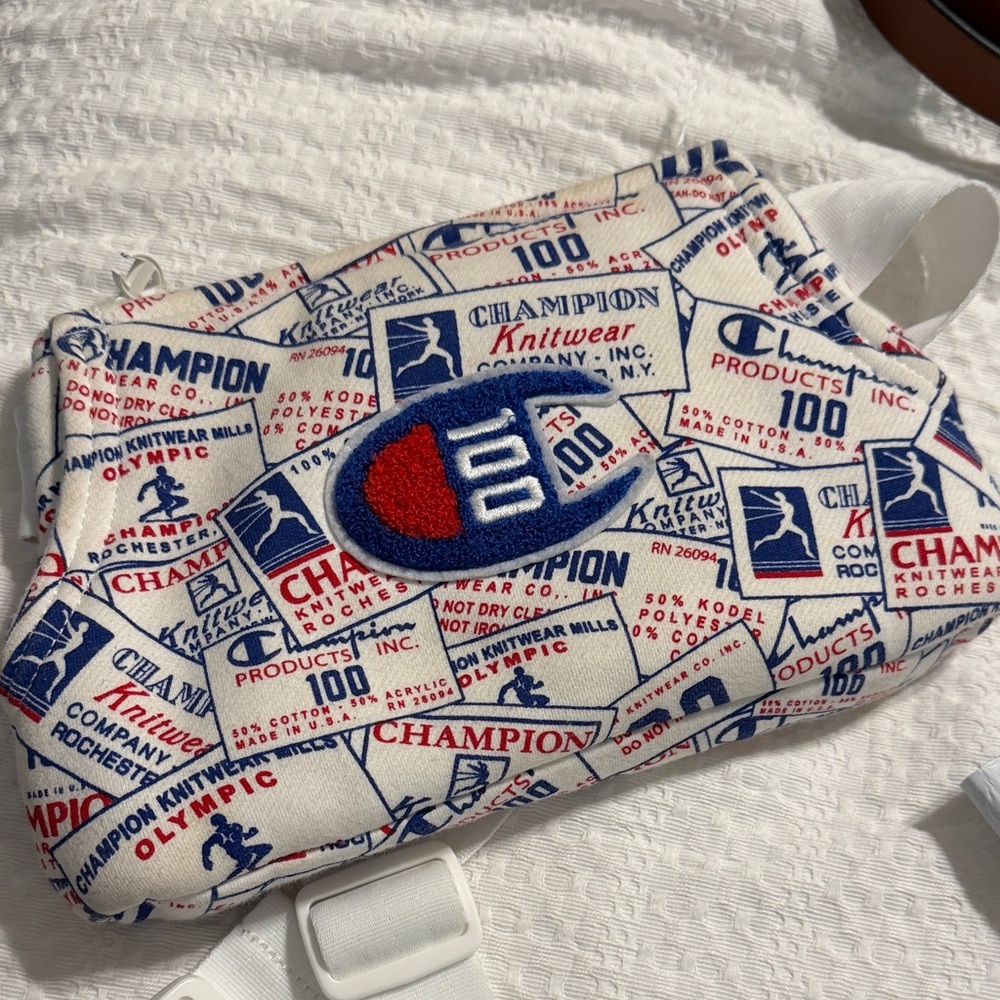 Champion White and Blue fanny pack. Unisex
